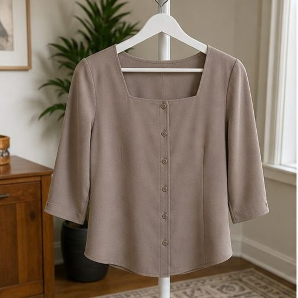 Taupe Ruffle Blouse